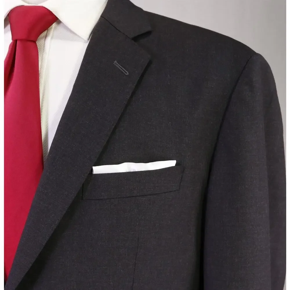 Tommy Hui Bespoke Tailored Charcoal Gray 2-Btn Wool Suit 42S